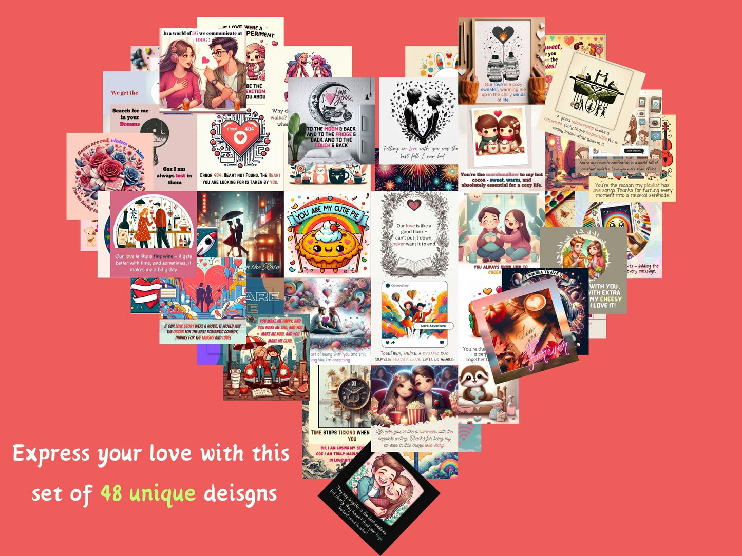 Greetsy 48 Pieces Romantic Love Notes Greeting Cards | Express Love | Marriage Proposal | Valentine's Day | Wedding | Engagement