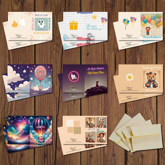 Greetsy Greeting Cards Set - 16 Cards with Envelopes for Different Occasion | Notecards | Gift Cards | Unique & Creative Gifting Ideas