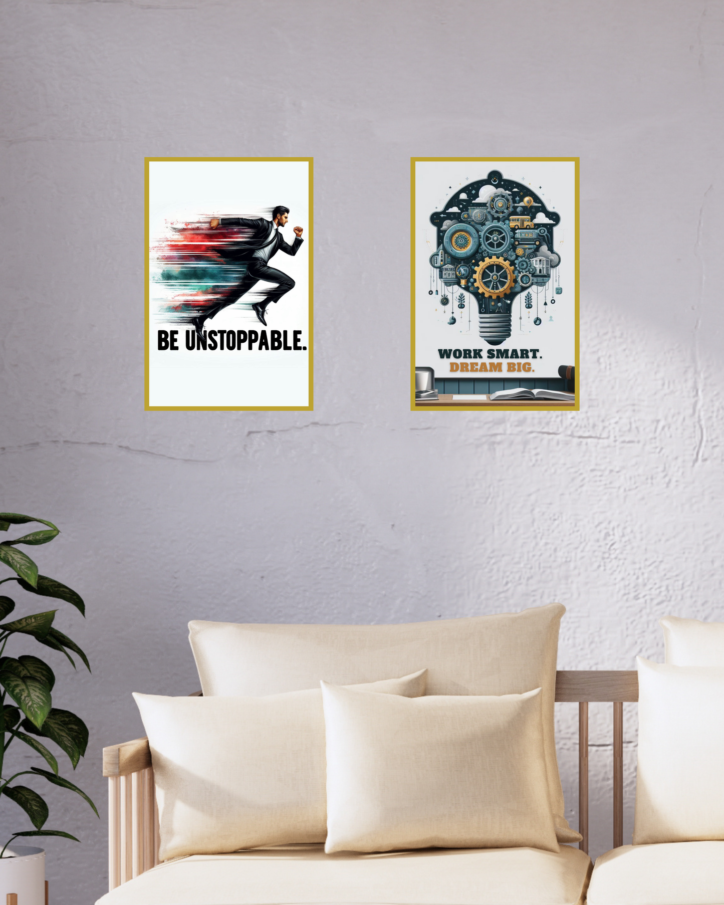 Greetsy Inspire 2 Aspire Futuristic Motivational Posters | 350 GSM Art Quality | Matte Finish | Set of 12 | A4 Size | Vibrant, Uplifting Quotes | Punk & Techno Art for Office, Home & Gifting