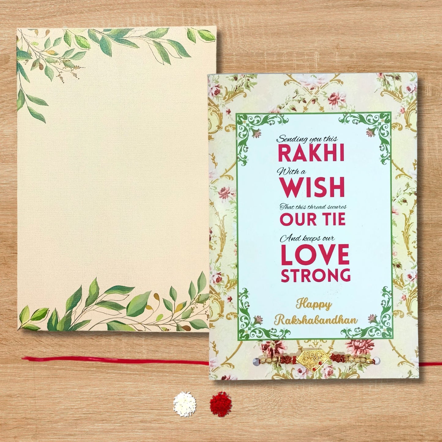 Greetsy Rakshabandhan Big Greeting Card with Designer Bro Rakhi with Roli Chawal Gift Combo in Shimmer Envelope | Brother Rakhi from Sister | Rakhi for Brother