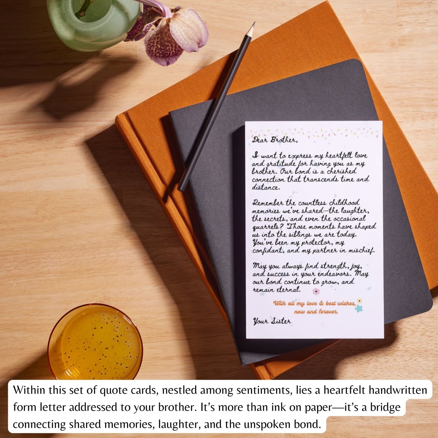 Greetsy Rakhi Gift Combo of Best Brother Ever Quote/Message Cards (Set of 10 Cards) with Rakhi and Letter from Sister | Gift for Brother | RakshaBandhan Cards from Sister