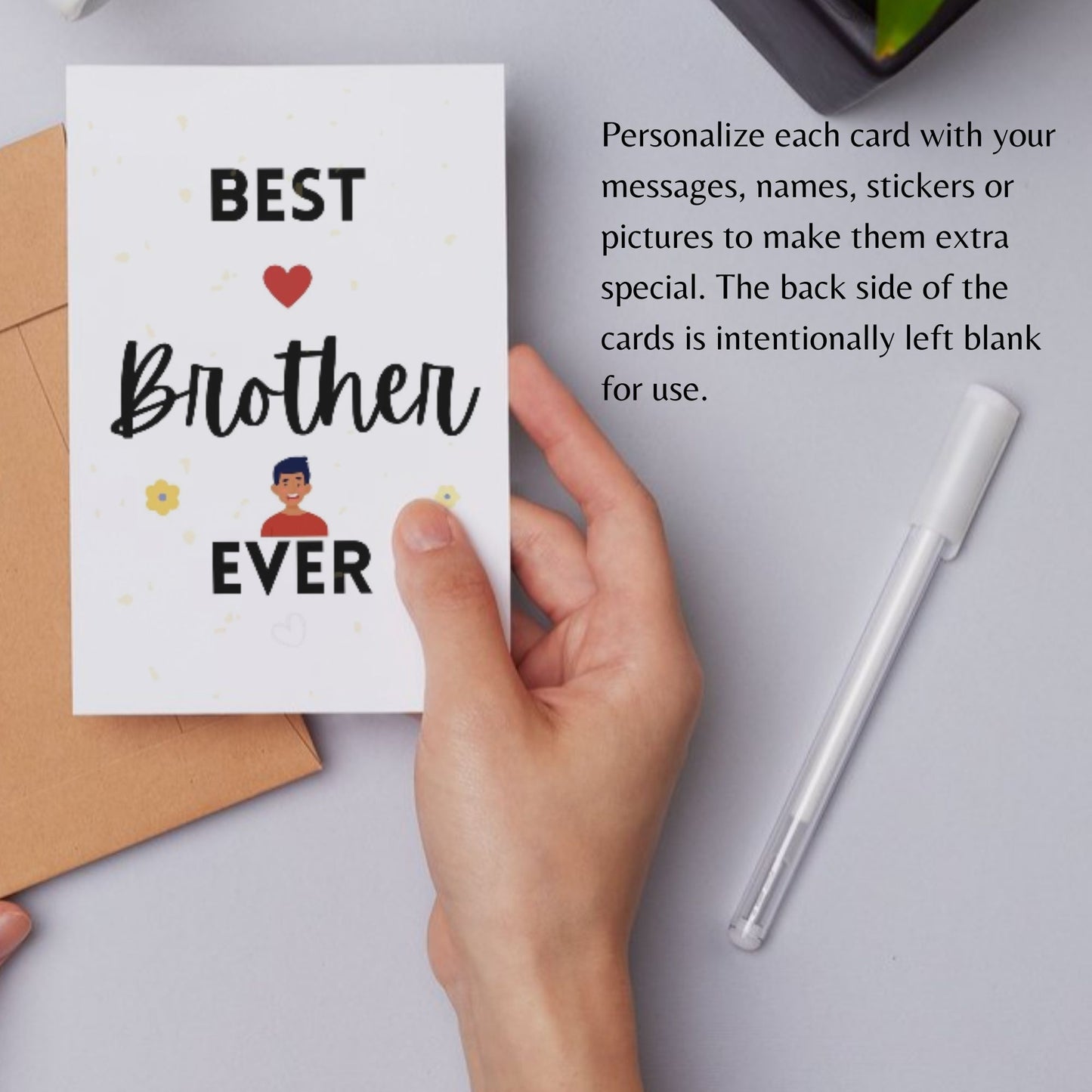 Greetsy Rakhi Gift Combo of Best Brother Ever Quote/Message Cards (Set of 10 Cards) with Rakhi and Letter from Sister | Gift for Brother | RakshaBandhan Cards from Sister