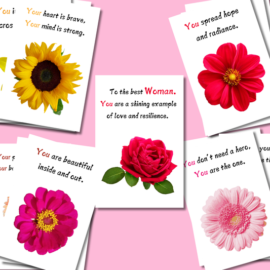 Greetsy Set of 18 Flower Story Inspire Self-Care & Affirmation Cards for Women - Positive Thinking, Body & Mind Positivity, Self-Love & Motivation | Cute, Colorful Gift for Moms, Wives, Girlfriends & Daughters - Perfect for Birthdays & Mother's Day