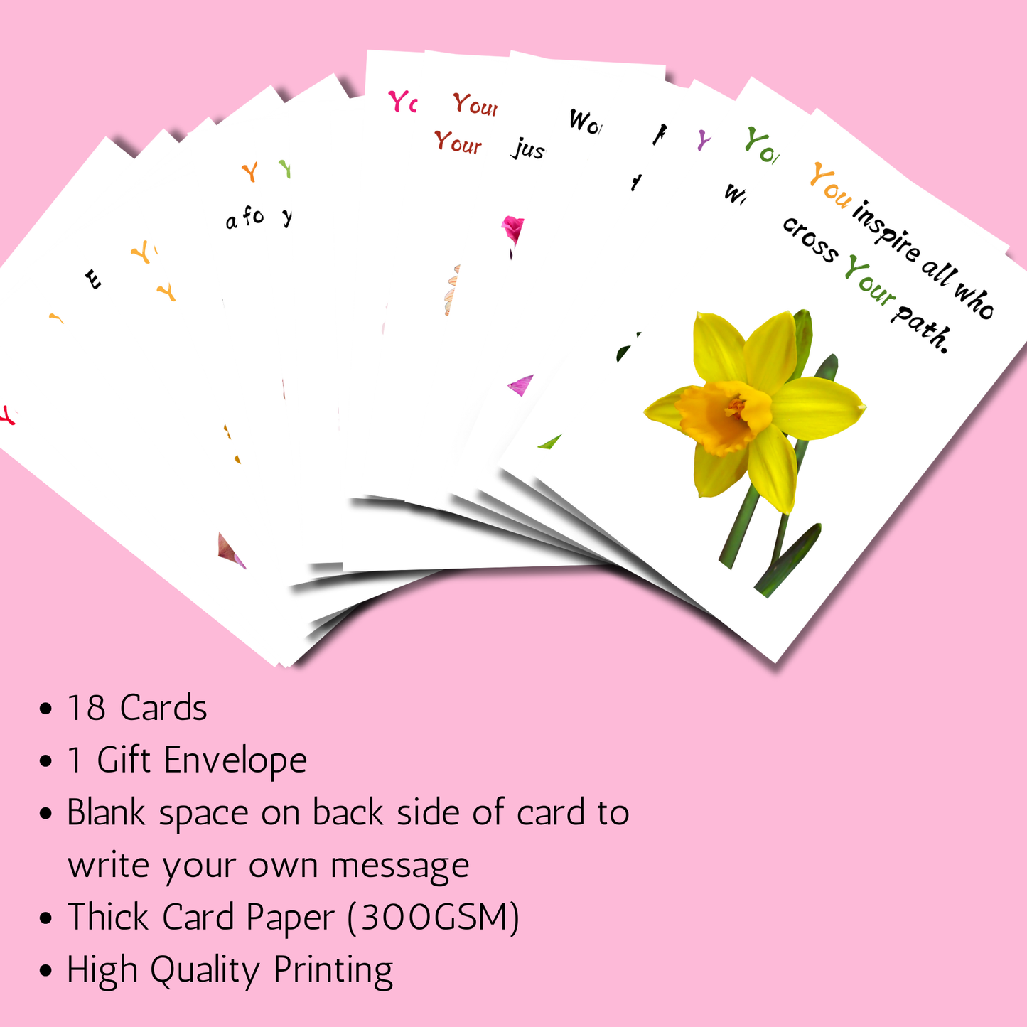 Greetsy Set of 18 Flower Story Inspire Self-Care & Affirmation Cards for Women - Positive Thinking, Body & Mind Positivity, Self-Love & Motivation | Cute, Colorful Gift for Moms, Wives, Girlfriends & Daughters - Perfect for Birthdays & Mother's Day