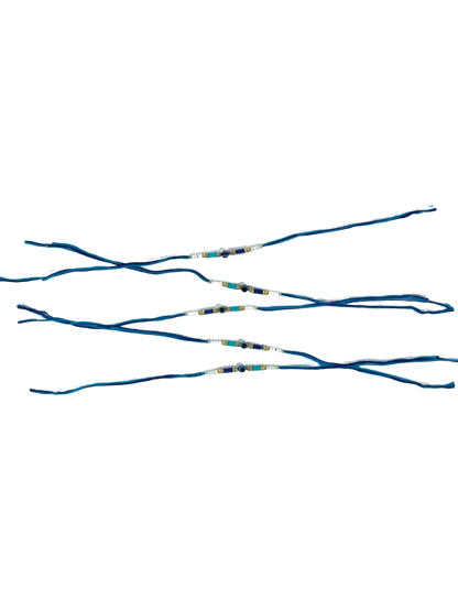 Greetsy Evil Eye Nazar Blue Beads Rakhi Combo for Brother with Happy Rakshabandhan Cards| Set of 5 | With Rakhi with Roli Chawal Pack