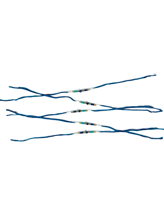 Greetsy Evil Eye Nazar Blue Beads Rakhi Combo for Brother with Happy Rakshabandhan Cards| Set of 5 | With Rakhi with Roli Chawal Pack